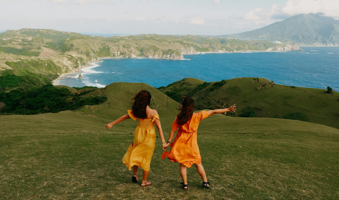 Women walking in an island